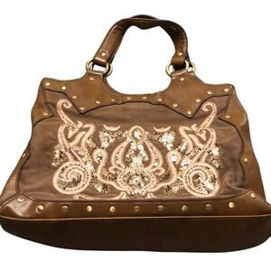 The Limited Brown Embroidered Sequin Purse Boho Retro Y2K